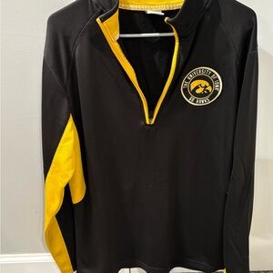 Medium Black and Yellow University of Iowa Quarter-Zip Long Sleeve Pullover